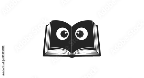 Open book with eyes on pages.