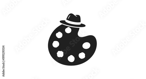 Artist Palette with Hat Icon Illustration.