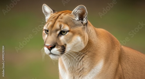 Majestic Cougar Portrait: Intense Gaze of a Wild Mountain Lion in Natural Habitat