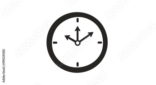 Simple Black Clock Face Showing Twelve.
