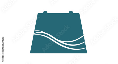 Simple Teal Calendar Icon with Waves.
