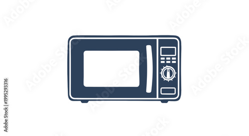 Simple Dark Blue Microwave Oven Illustration.