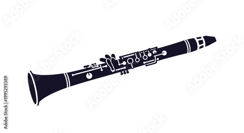 Black Clarinet Musical Instrument Illustration.