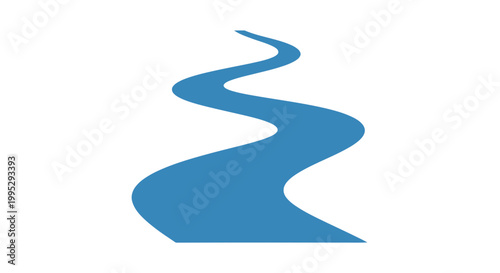 Blue Wavy Stream or River Illustration.