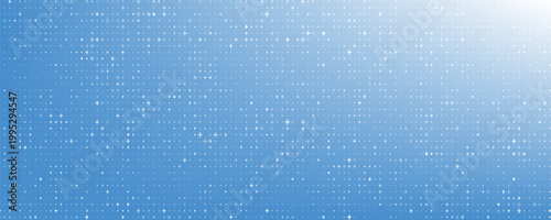 Seamless background pattern of evenly spaced white plus symbols of different sizes and opacity. Vector illustration on blue background with stars