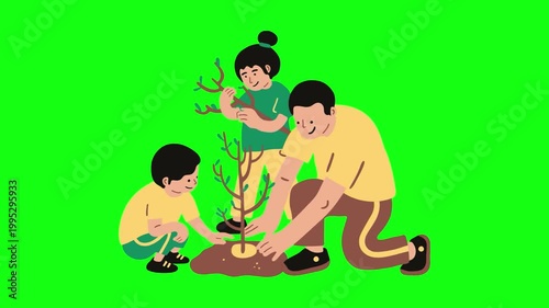 flowers and leaves, background, green screen, animation
