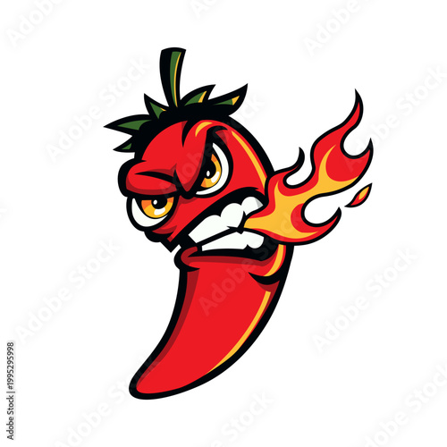 Angry Hot Chili Pepper Spicy Food Mascot