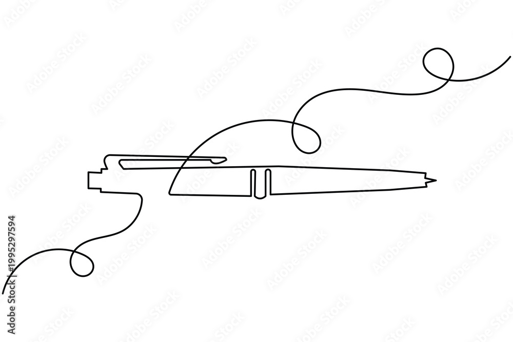 Fototapeta premium Ballpoint pen continuous one line drawing minimalist style for writing and office concept vector