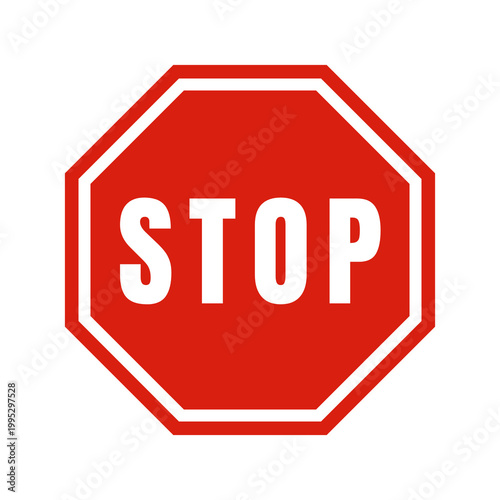 Red and white stop sign isolated on transparent png