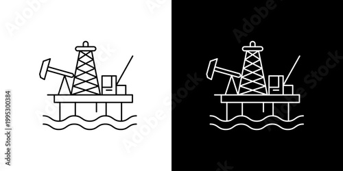 Oil Rig Platform Illustration - Offshore Drilling and Energy Production Icon