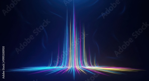 Abstract Colorful Light Streaks Ascending