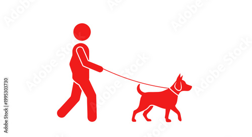 Person Walking Dog Silhouette Vector Graphic.
