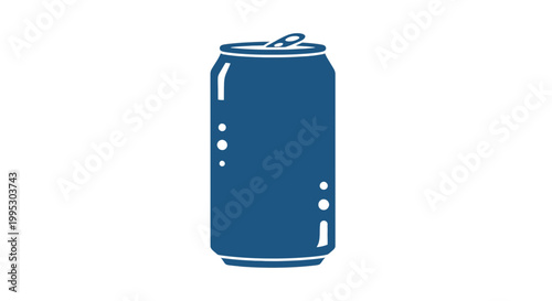 Blue Aluminum Soda Can with Pull Tab.