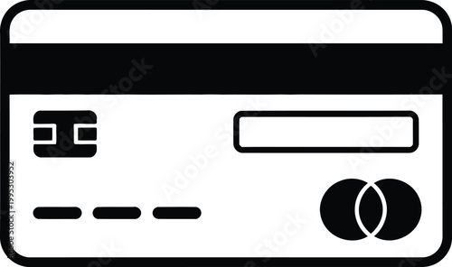 Minimalist black and white bank credit card icon representing secure electronic payments and financial transaction services