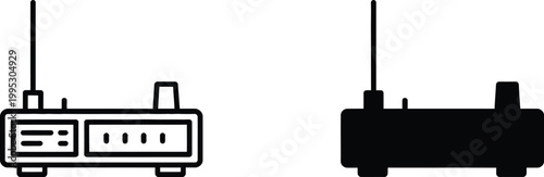 Wireless internet router icons with antenna for networking and high speed broadband connectivity home device systems