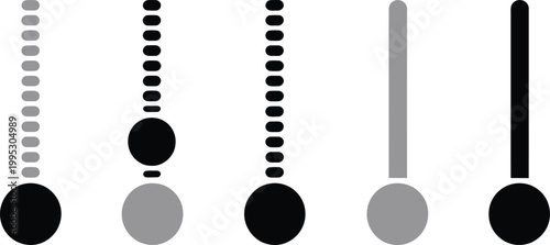 Five vertical sliders representing varied levels for audio mixing or volume adjustment in control interface software