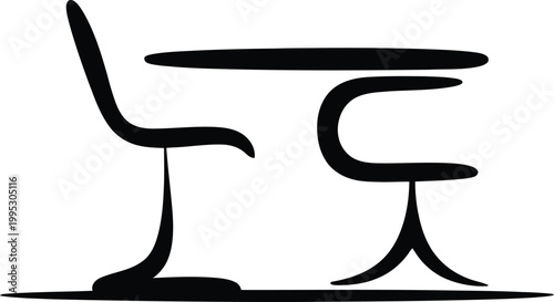 Minimalist furniture icon featuring a modern dining table and chair set for contemporary home interior decor