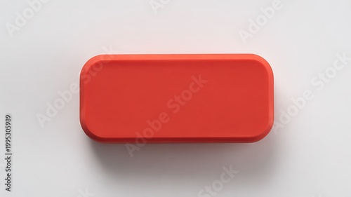 Red rounded rectangular button isolated on white background minimal design concept