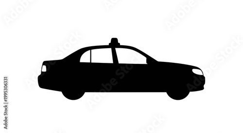 Black Silhouette of Taxi Cab Vehicle.