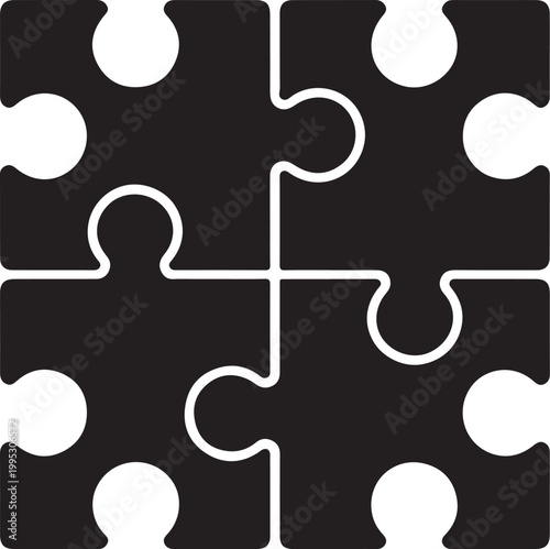 Puzzle Pieces Background Black and White Jigsaw Concept Design