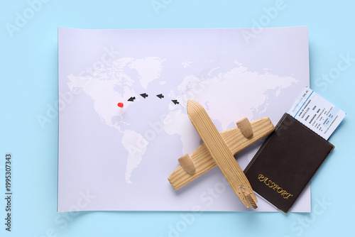 Wooden airplane with passpo...