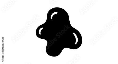 Black Silhouette of an Amoeba Cell.