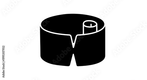 Black Simple Cylindrical Object with Cutaway.