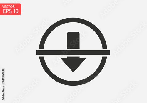 Vector download button icon symbol.