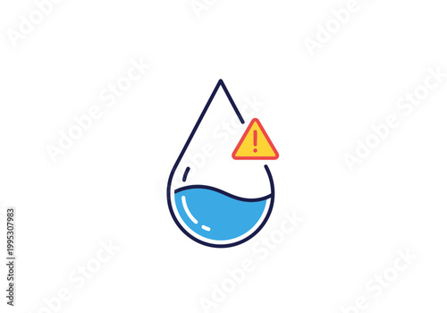 Warning Water Droplet Icon Symbol.