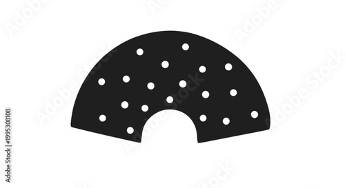 Black semicircular metal object with holes.