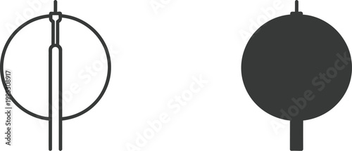 Two variations of a Foucault pendulum symbol showing a spherical weight hanging from a thin wire