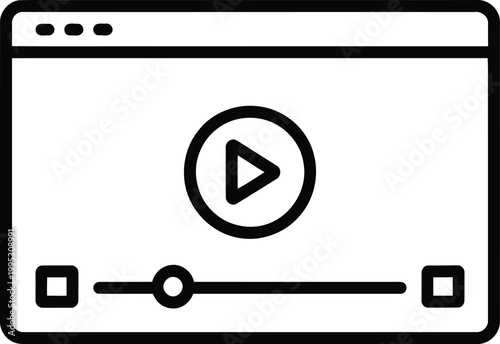 Simple web browser window showing a video player interface with a play button and timeline control