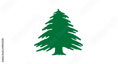 Foto Green Fir Tree Silhouette Icon.