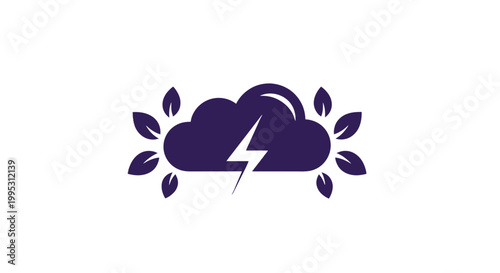 Purple Cloud with Lightning Bolt Icon.