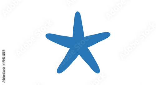 Blue Starfish on White Background.