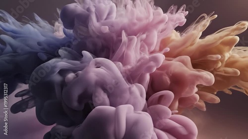 Dynamic colorful ink clouds swirling fluidly in abstract art