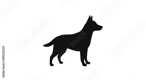 Black Silhouette of a Standing Dog.