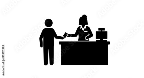 Customer Handing Card to Store Clerk.