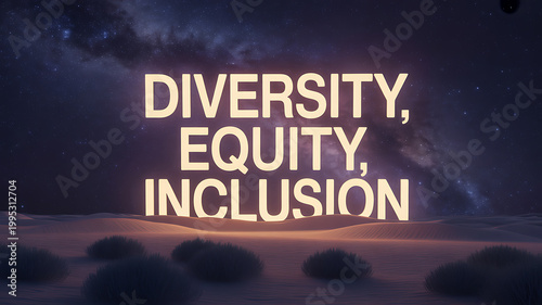 Desert landscape with text overlay symbolizing global connectivity and communication