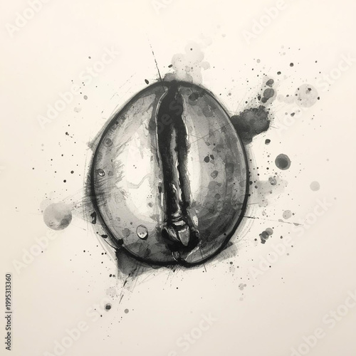 Coffee Bean with Dark Crease Line.