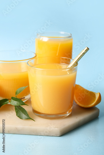 Fresh citrus juice in clear...