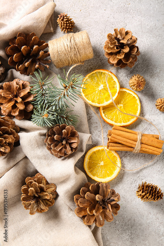Pine cones with fir branch,...