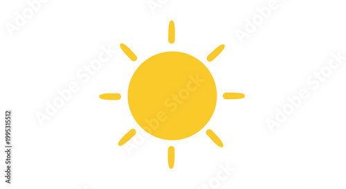 Simple Yellow Sun Icon with Rays.
