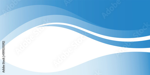 Abstract Blue Gradient Wave Background with White Copy Space