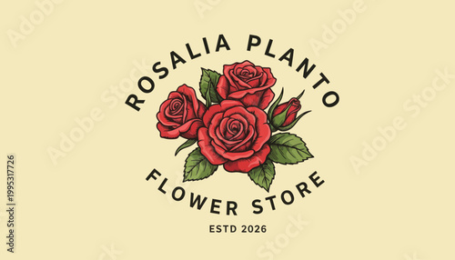 Logo for a flower store with roses.