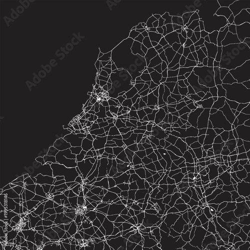 Amsterdam Netherlands Vector Map, Detailed City Street Map Black and White Minimalist Line Art