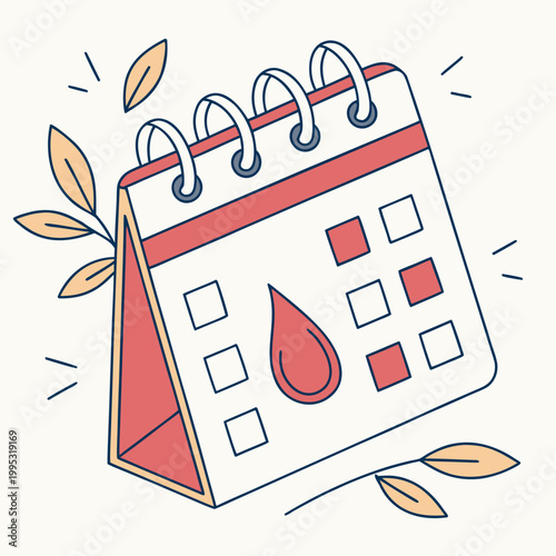 Feminine cycle tracker calendar with floral decor.