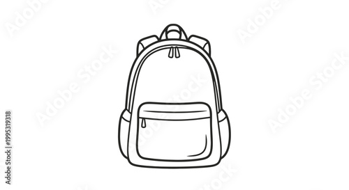Bild auf Leinwand Simple Black and White Backpack Illustration.