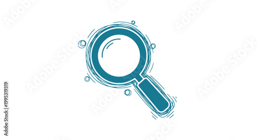 Blue Magnifying Glass Icon Illustration Design.