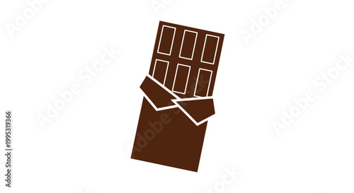 Chocolate Bar with Wrapper Partially Opened.